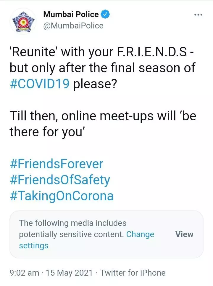 Mumbai Police Give Friends Reunion Witty Spin To Spread Covid Awareness