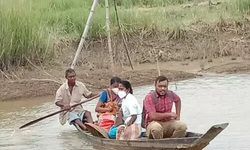 Cachar health workers reach a village on boat, vaccinate over 200 persons