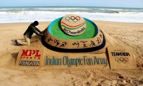 Artist Pattnaik unveils sand art for Indian athletes at Tokyo Olympics