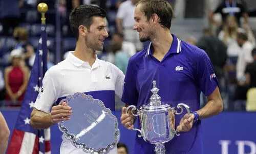 Medvedev pulls off dead fish celebration after historic win over Djokovic