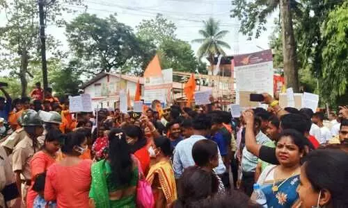 VHP protests atrocities on religious minorities in Bangladesh , Cachar Admin keeps close vigil to prevent chaos