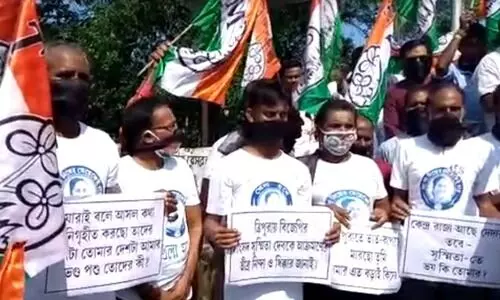 Attack on Sushmita Dev in Tripura: Cachar Trinamool cadres stage protest in Silchar