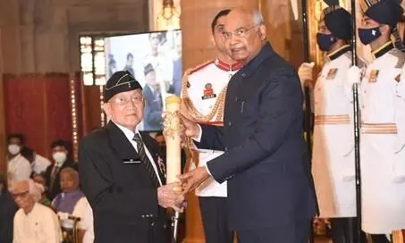 Assam Rifles felicitates 94-year-old Padma Shri awardee Lalbiakthanga Pachuau Assam Rifles felicitates 94-year-old Padma Shri awardee Lalbiakthanga Pachuau