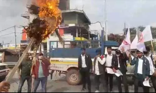 Nagaon SP Anand Mishras effigy burnt in Raha