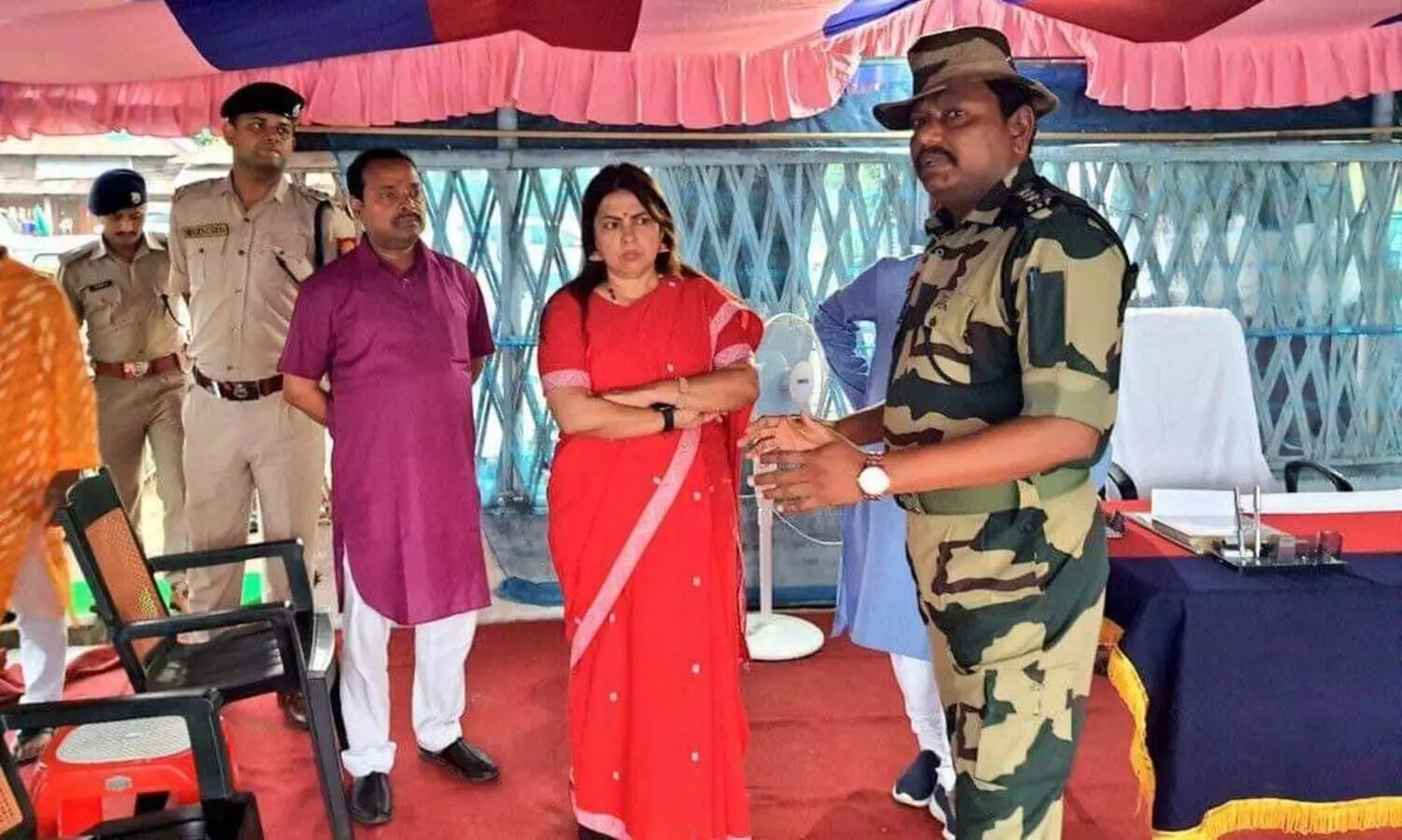 MoS External Affairs Meenakshi Lekhi inspects Indo Bangla border in Karimganj