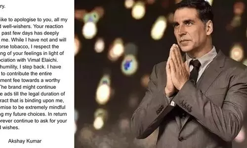 Akshay Kumar issues apology for doing tobacco advert