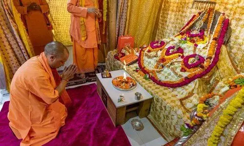 Yogi lays foundation stone for Ram temples Garbh Griha