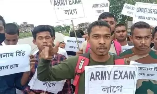 Students stage protest against Agnipath scheme in Raha