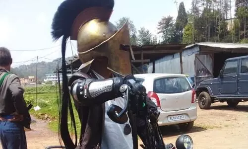 Meghalaya man sports Spartan Warrior costume to raise road safety awareness