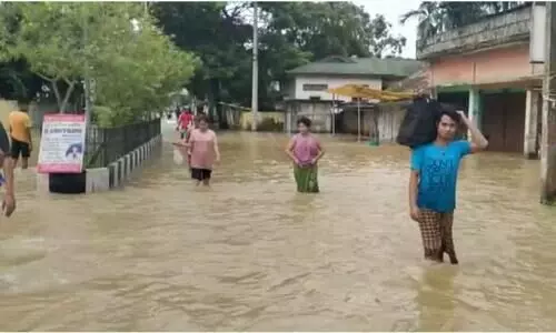 Kolong River breaches its embankment at three places in Raha; several roads submerged