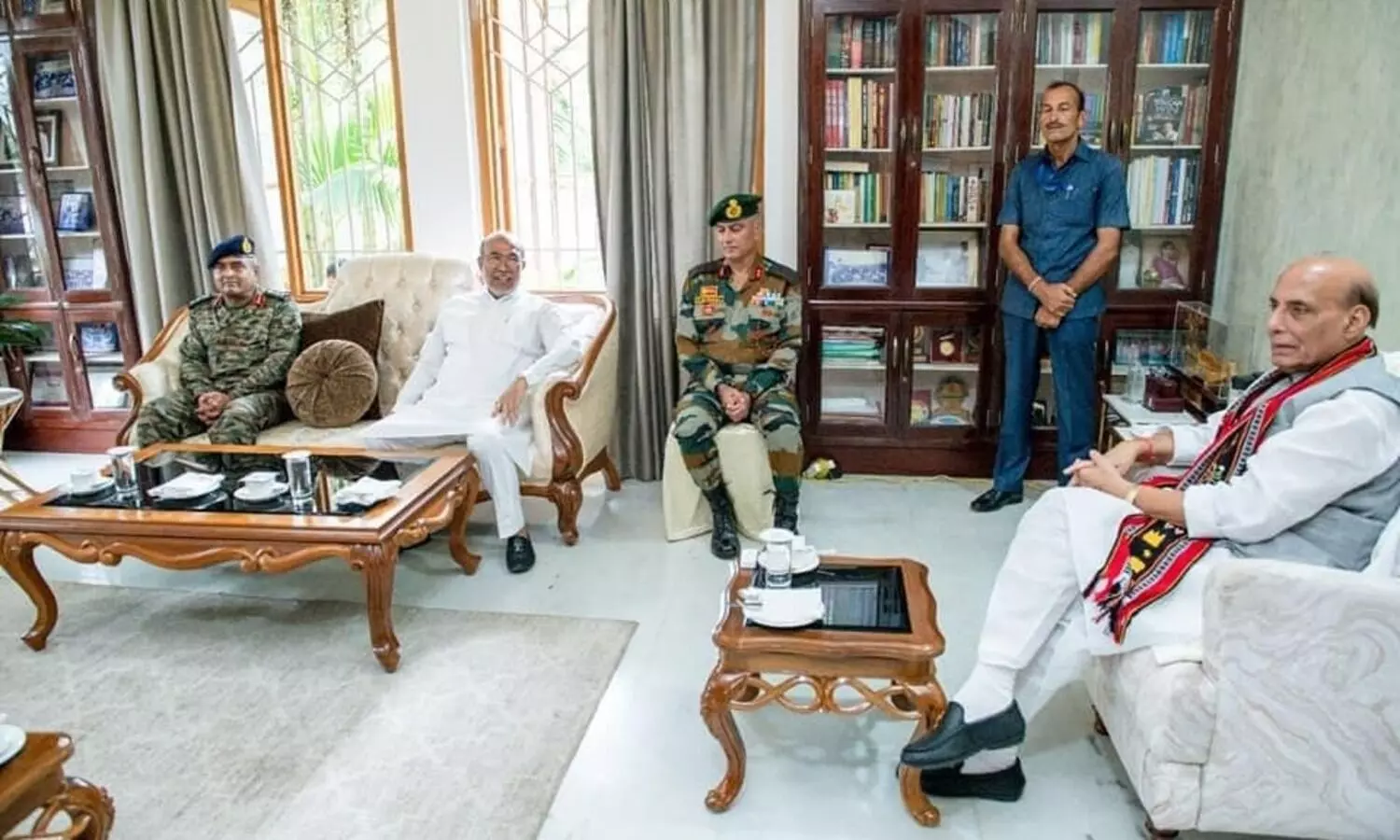 Rajnath Singh meets Manipur CM over breakfast