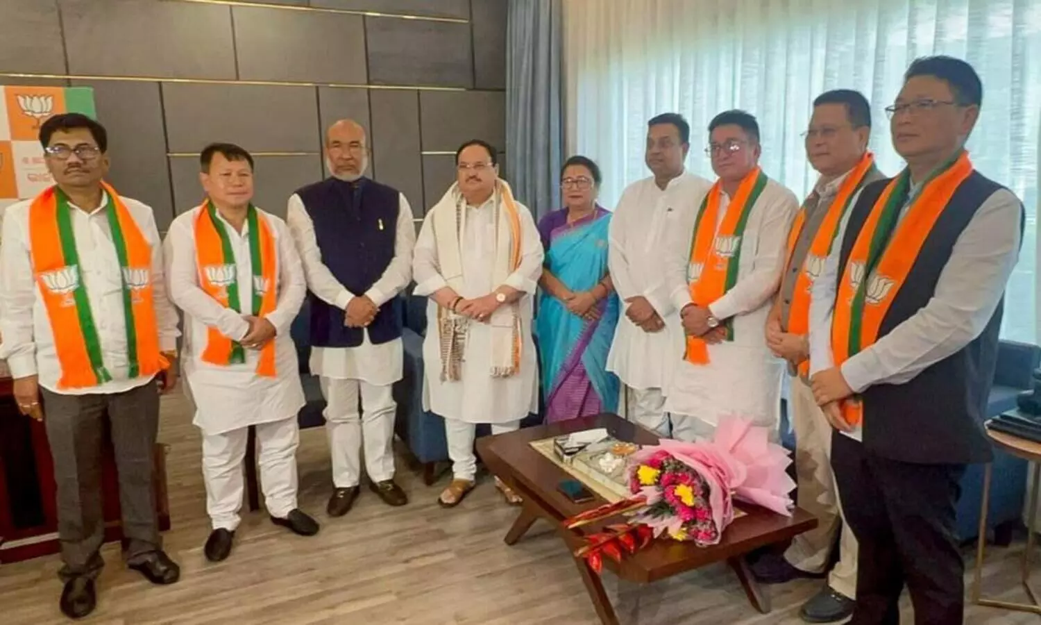 BJP President welcomes Manipur MLAs after merging with party