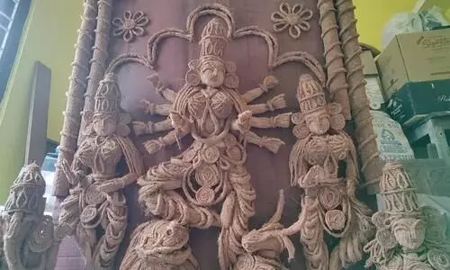 Artisans from Dhubri makes unique Durga idols to spread message of Save Environment