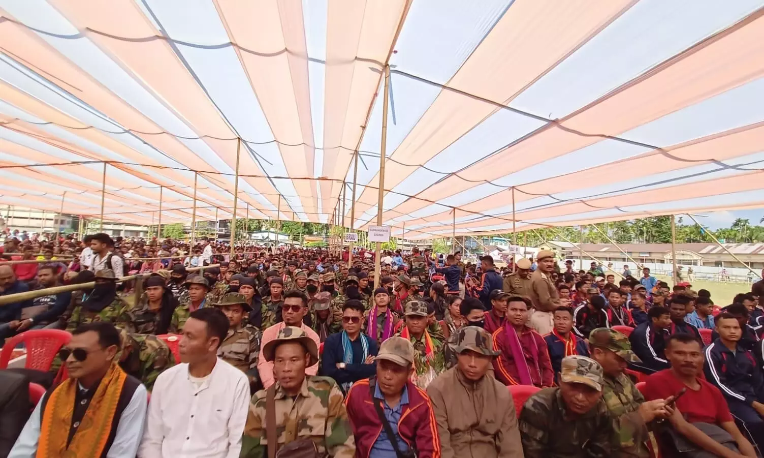 Hailakandi: Bru militants lay down arms in Katlicherra