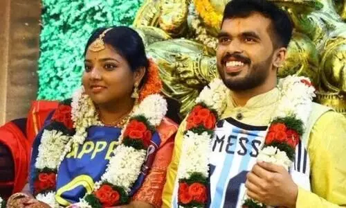 Kerala couple ties knot in France, Argentina jerseys