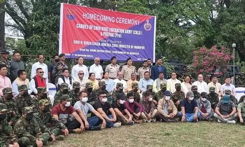 37 militants from two insurgent groups lay down arms before Manipur CM