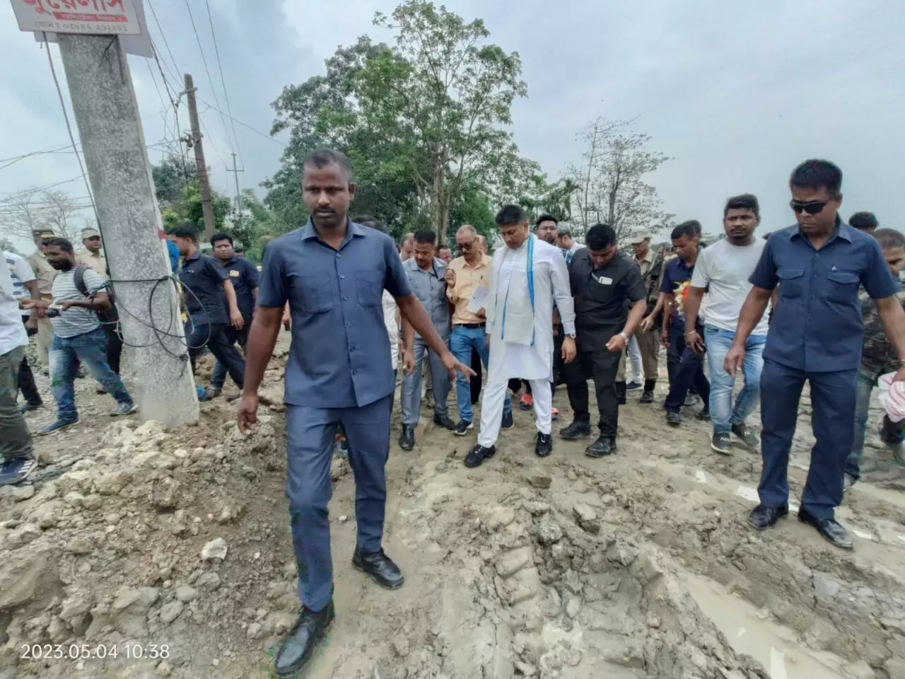 Pijush Hazarika takes stock of embankment work along Barak River
