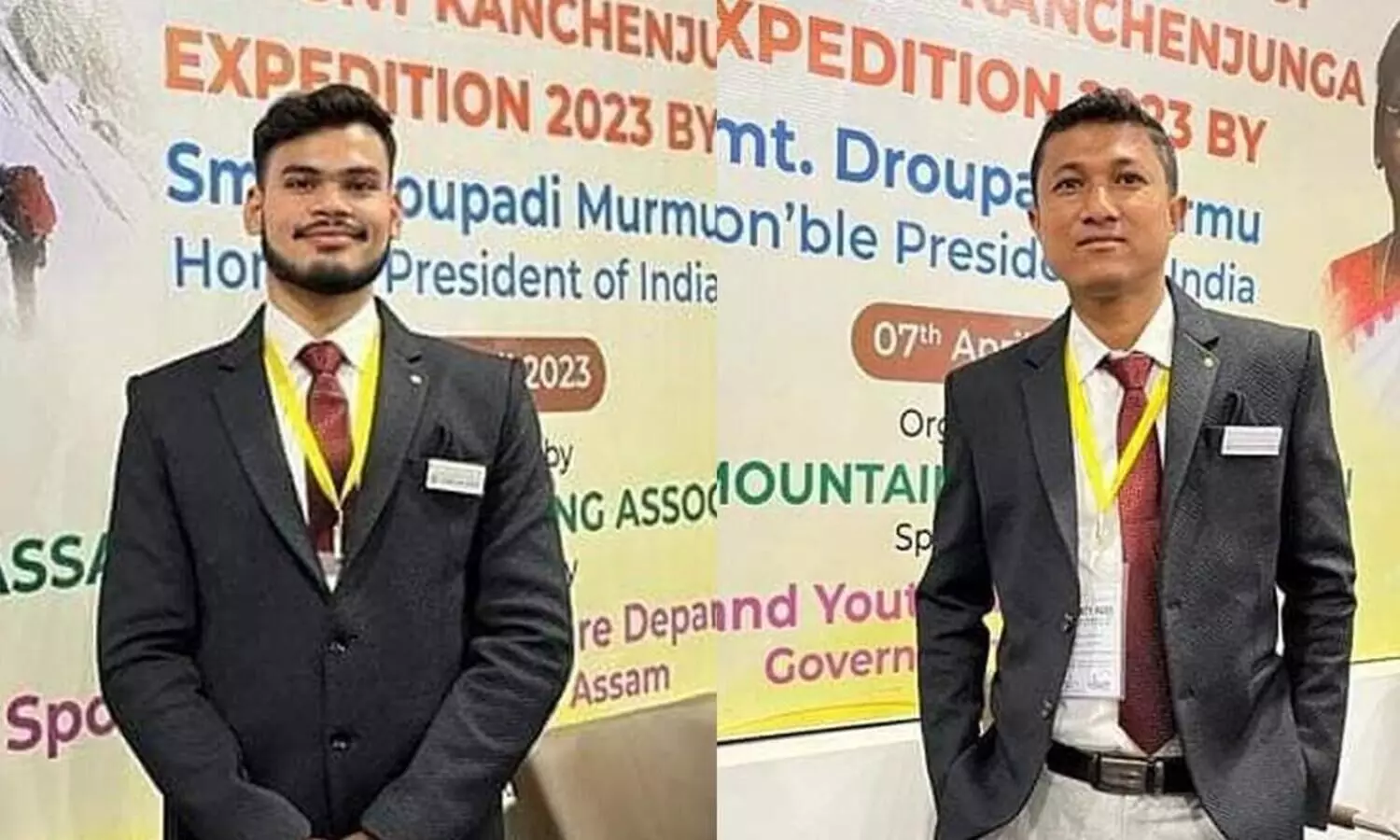 Assam lads unfurl tricolour & Assamese gamosa at Mt. Kanchenjunga