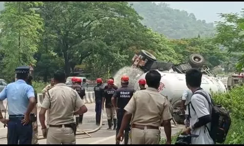 Guwahati: Gas tanker overturns at Sonapur, major disaster averted