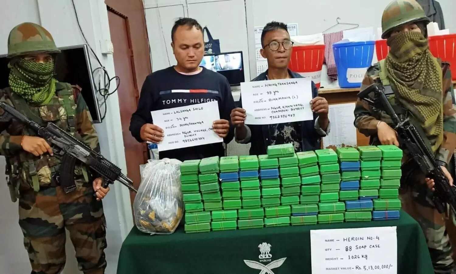 Mizoram: Huge consignment of heroin worth Rs.5 cr seized, 2 held