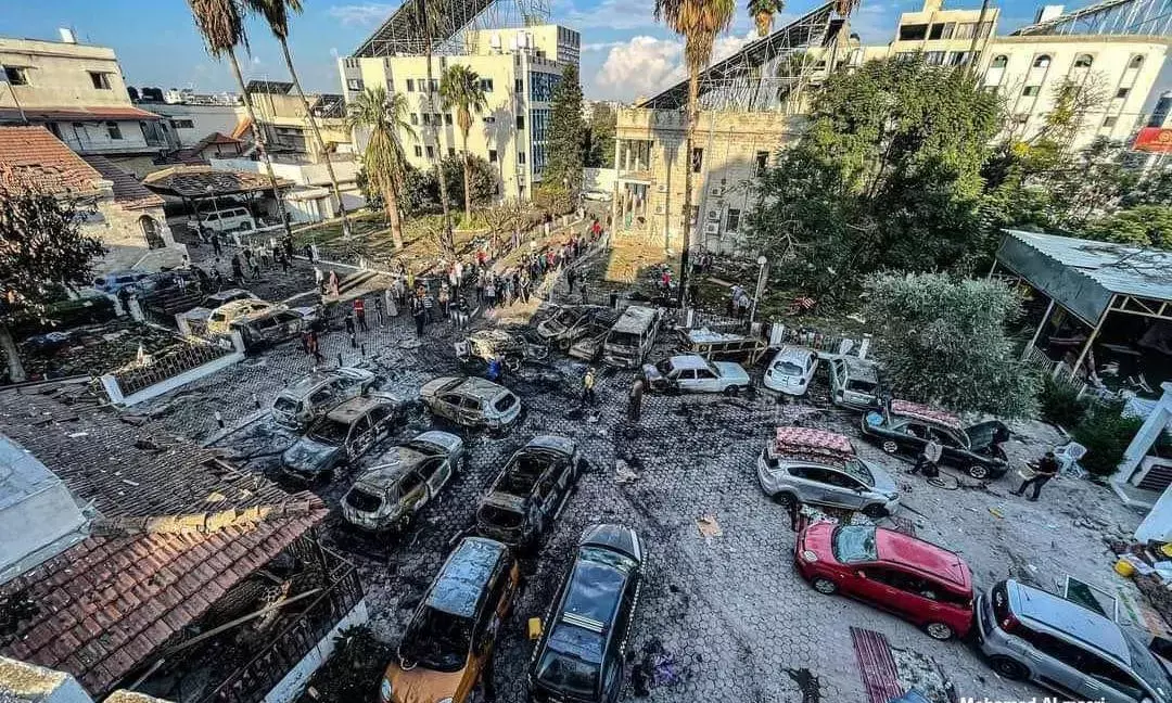 After blast kills hundreds at Gaza hospital, Hamas and Israel trade blame
