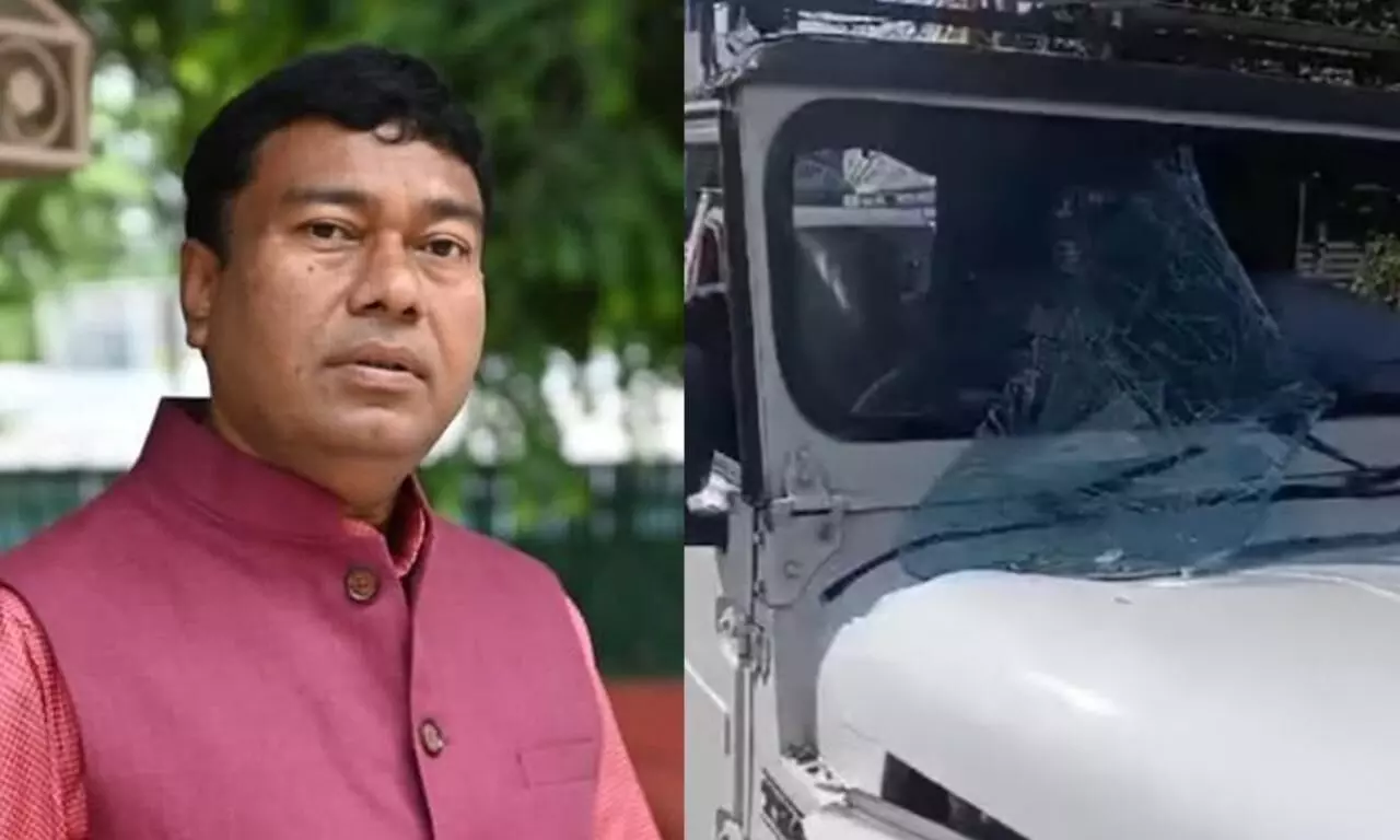 Union Minister Rameswar Telis convoy meets with accident at Jagiroad Union Minister Rameswar Telis convoy meets with accident at Jagiroad