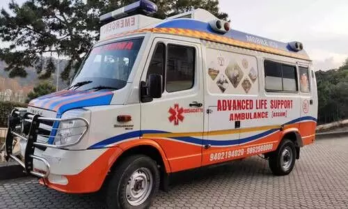 Guwahati: Ambulance carrying patient turns turtle in Khanapara