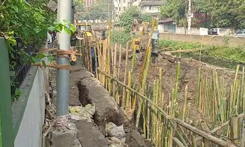 Guwahati: Bharalu guard wall collapses in Anil Nagar