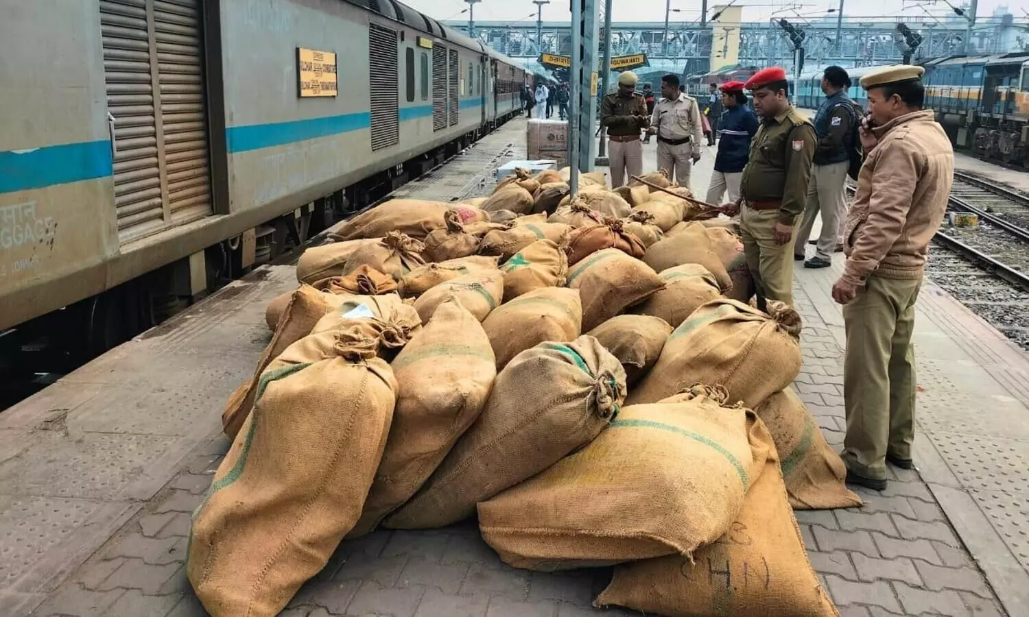 122 Gunny Bags containing Poppy seeds seized at Silchar Railway Station