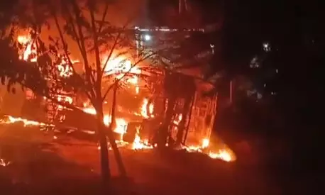 Telangana: Woman charred to death as bus overturns, catches fire after driver falls asleep Telangana: Woman charred to death as bus overturns, catches fire after driver falls asleep