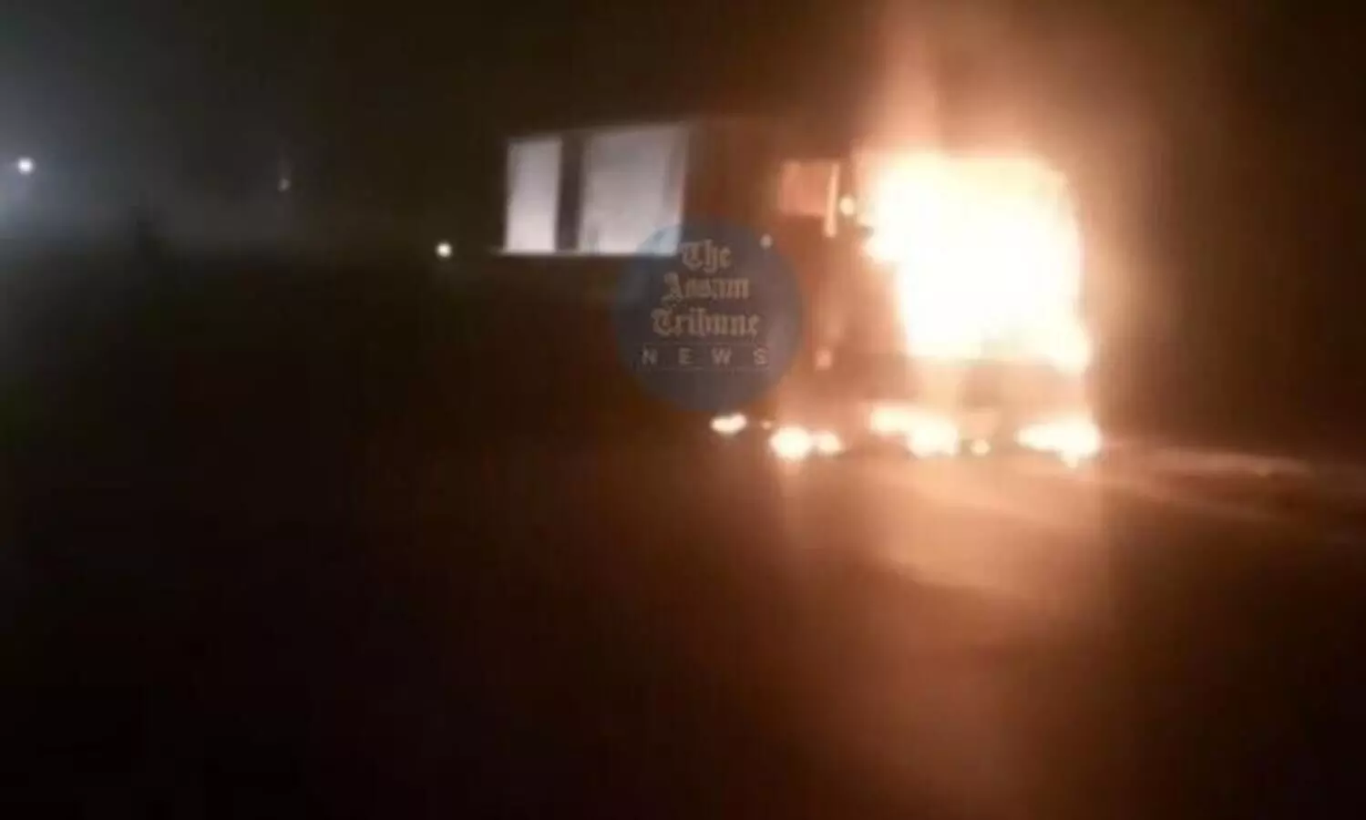Massive fire engulfs 18-wheeler truck in Assams Barpeta Road