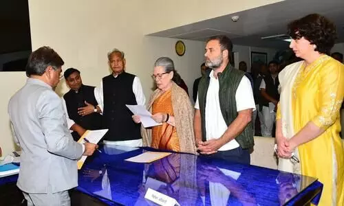 Sonia Gandhi files nomination for RS polls from Rajasthan