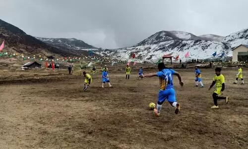 Football match at 12,600 feet altitude along Indo-China border