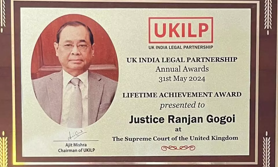 Former Cji Ranjan Gogoi Conferred With Prestigious Ukilp Lifetime 