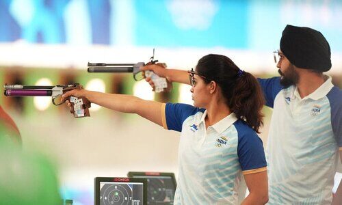 Paris Olympics: Manu Bhaker & Sarabjot Singh bag Bronze in Air Pistol Mixed Team event