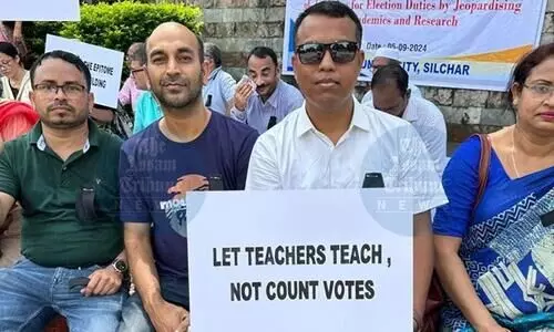 Teachers Day protest: Assam University staff demands relief from excessive poll duties