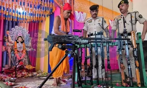 Tripura State Rifles celebrates Vishwakarma Puja by worshiping arms & ammunition