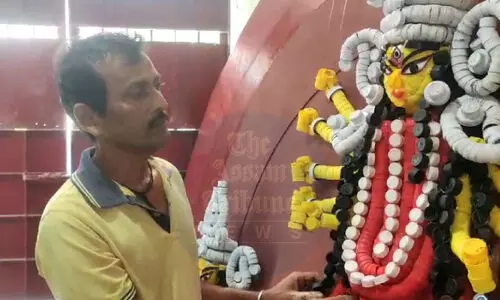 Sustainability in focus: Bottle-cap Durga idol major draw in Dhubri