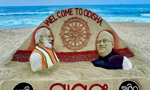 Sand sculpture of PM Modi at Puri Beach ahead of his Odisha visit
