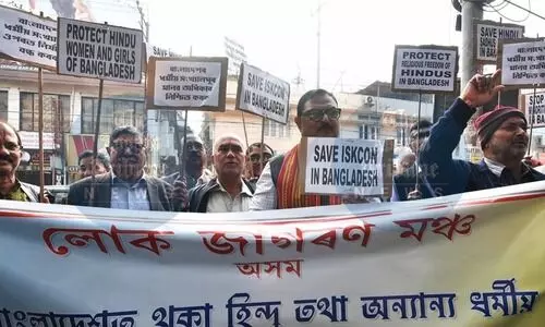 Guwahati citizens protest minority persecution in Bdesh on Intl Human Rights Day