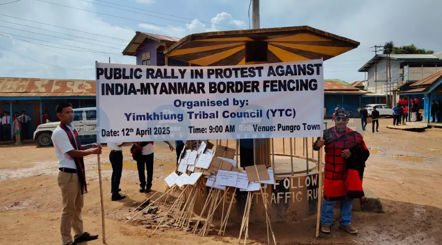 Yimkhiung tribe in Nagaland protests Indo-Myanmar border fencing Yimkhiung tribe in Nagaland protests Indo-Myanmar border fencing