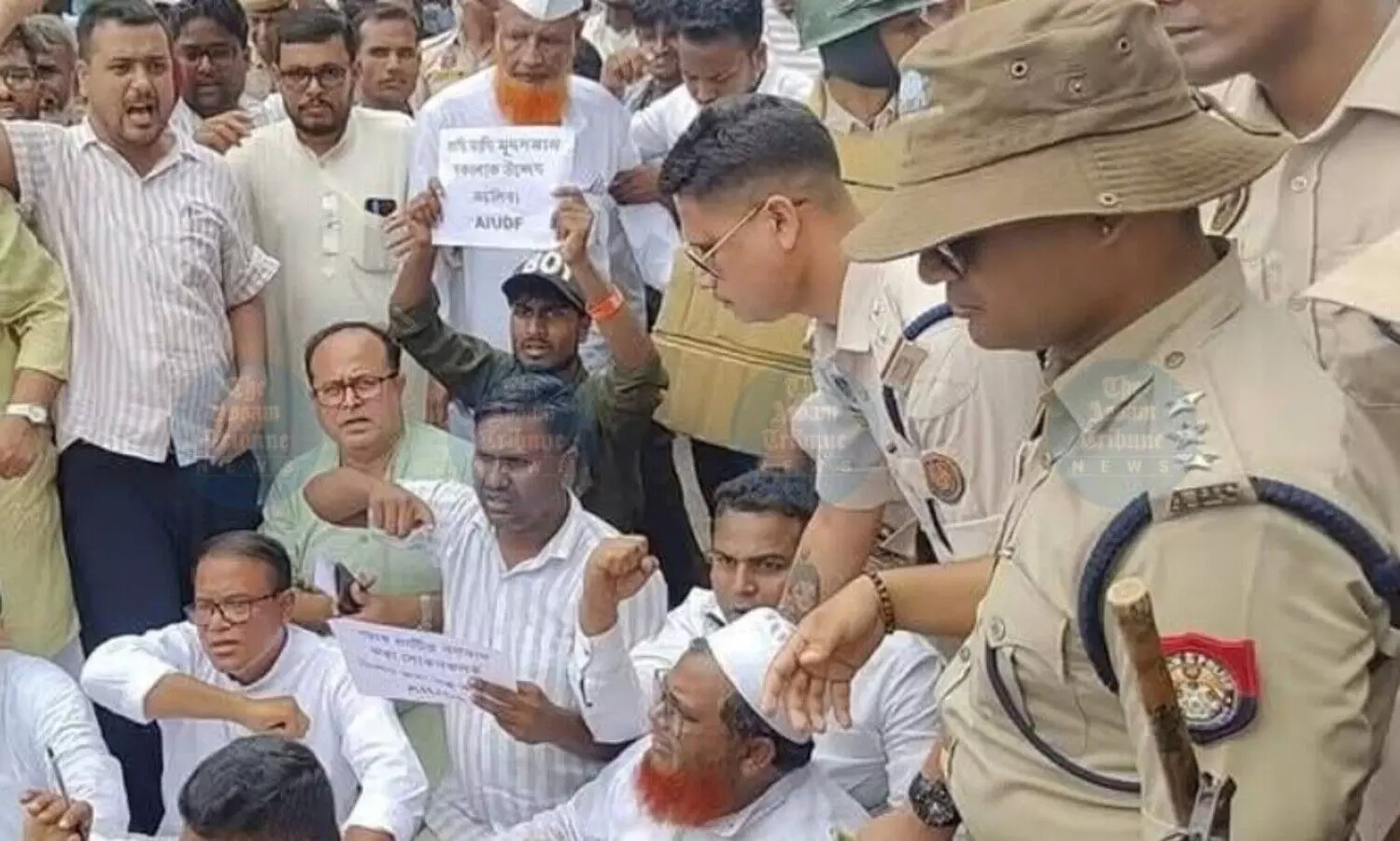 AIUDF takes to Dhubri streets over Chapor eviction, 8 MLAs held, then released AIUDF takes to Dhubri streets over Chapor eviction, 8 MLAs held, then released