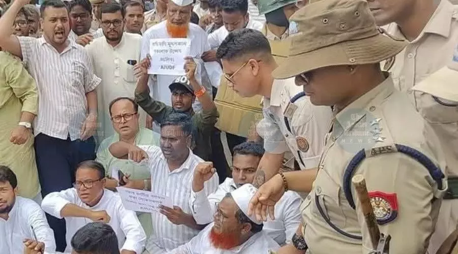 AIUDF takes to Dhubri streets over Chapor eviction, 8 MLAs held, then released