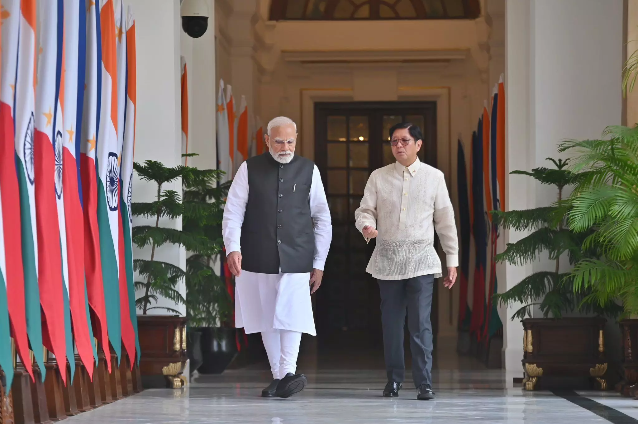 PM Modi greets President Marcos of the Philippines at Hyderabad House, and talks are planned to improve the two countries relationship