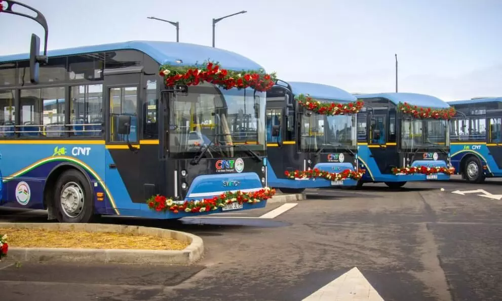 Mauritius receives the first ten electric buses from India
