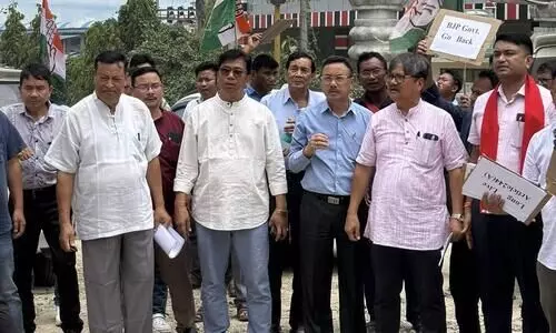 Deputy Speakers alleged anti-tribal slur spark outrage, Congress stages protest in Diphu
