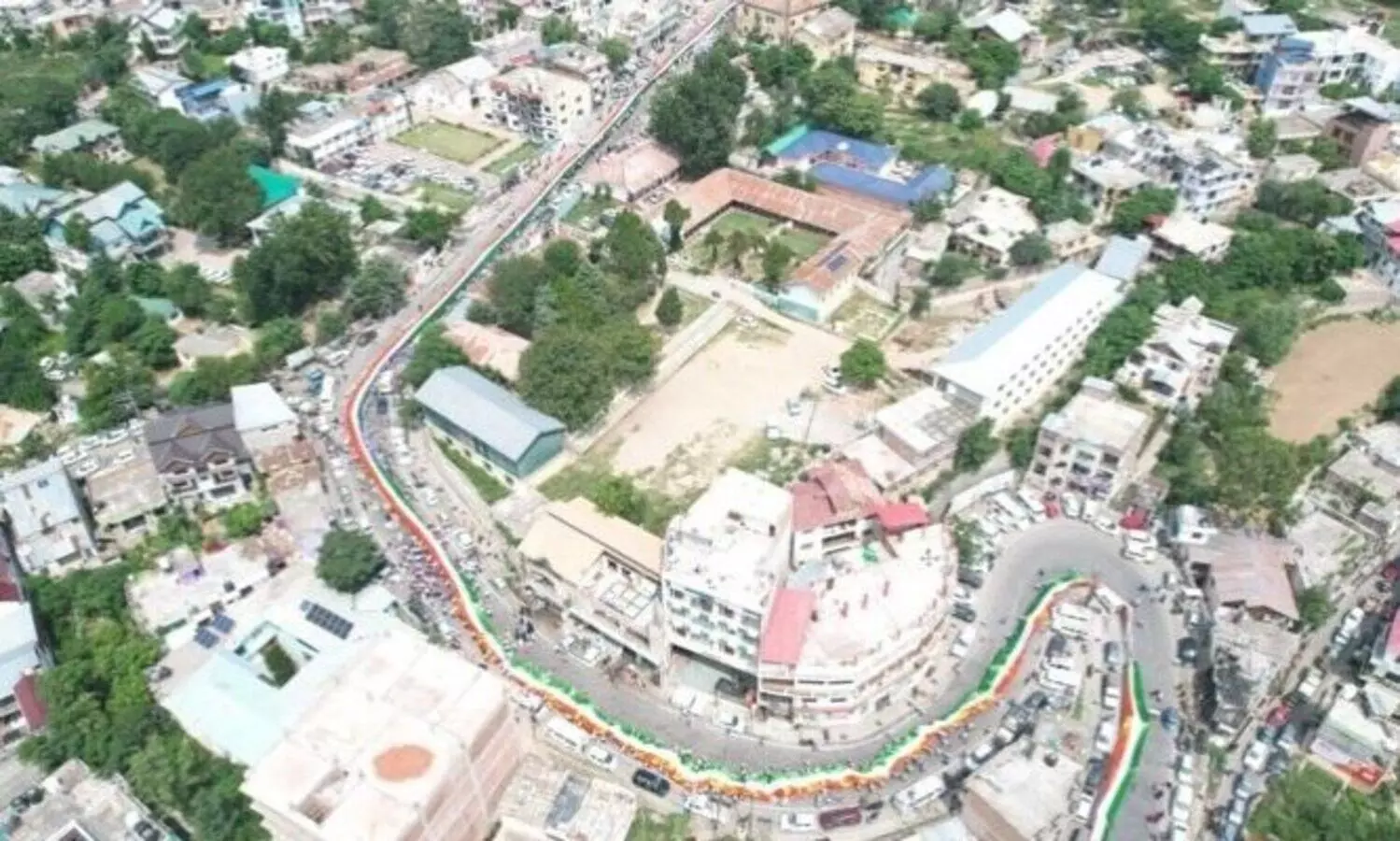 Tricolour at the gigantic Tiranga Rally in Doda, J&K, a historic 1508-meter-long