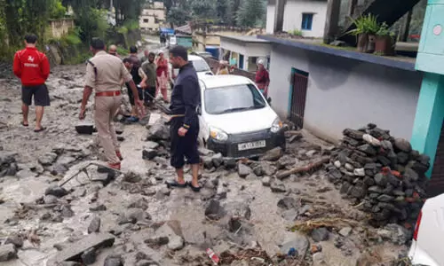 Rescue efforts are in progress as a cloudburst causes chaos in Chamoli, leaving two people missing