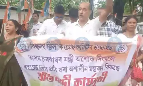 Biswanath Cong burns effigies, seeks Ashok Singhals ouster over ‘animal’ remark