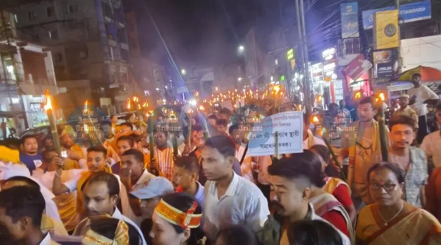 Over 1000 protestors march in Jorhat demanding ST status, warns BJP of 2026 poll fallout Over 1000 protestors march in Jorhat demanding ST status, warns BJP of 2026 poll fallout